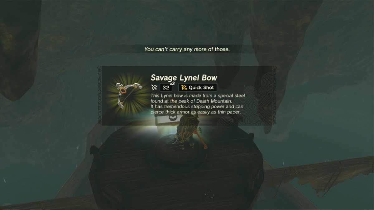 Totk Cape Cales Cliffbase Cave Savage Lynel Bow In Treasure Chest