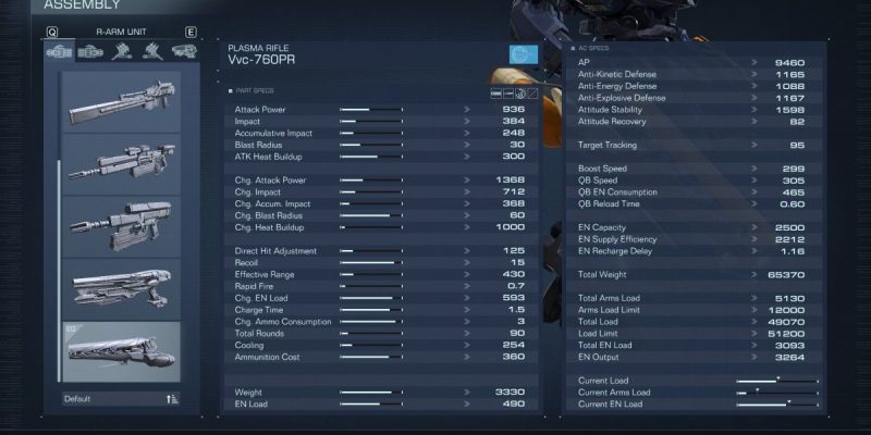 Armored Core 6: All detailed AC stat and part spec terms, explained
