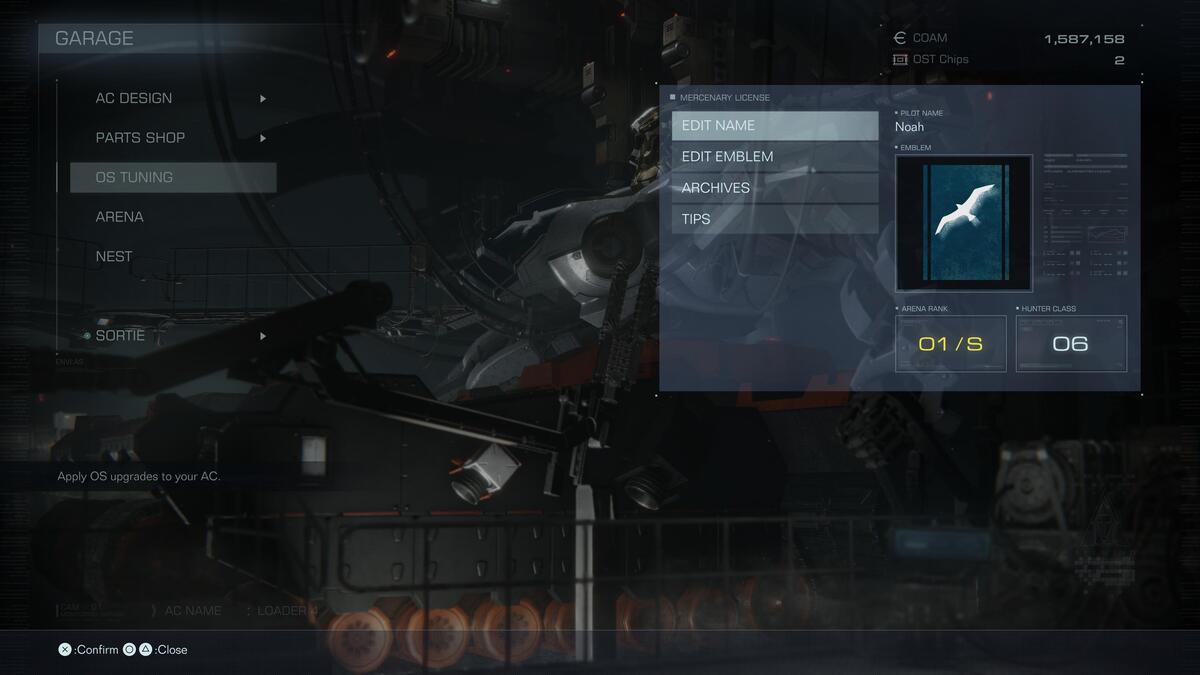 Armored Core 6 Edit Name