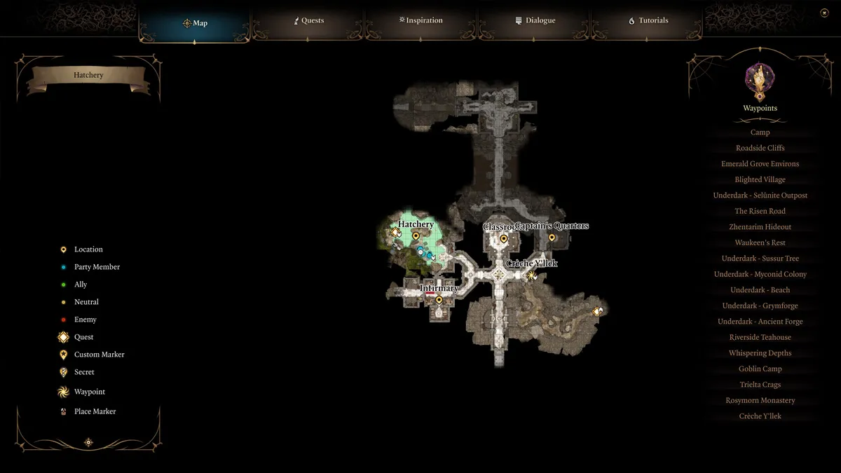Карта Baldur's Gate 3 Creche Yllek