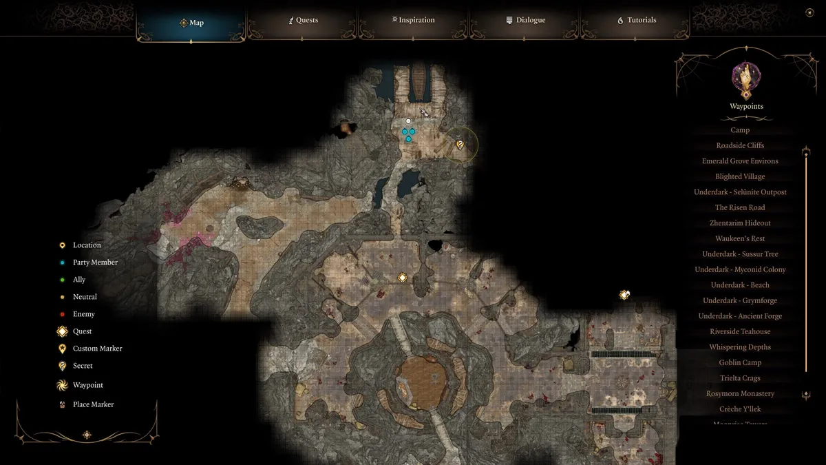 Карта тюрьмы Baldur's Gate 3 Moonrise Towers
