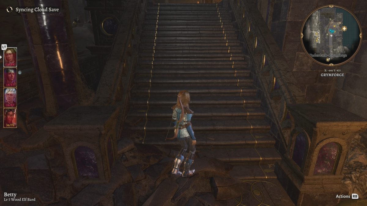 Baldurs Gate 3 Heading Up Stairs To Search For Harper Stash In Grymforge