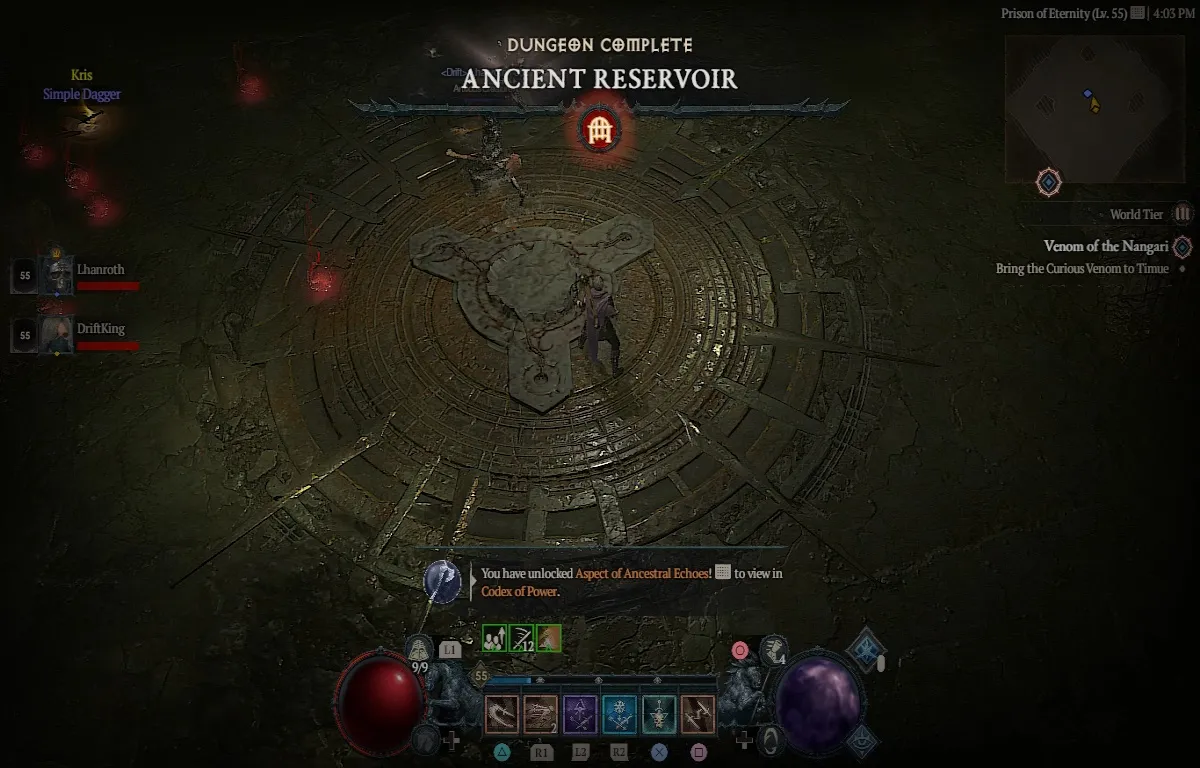 Diablo 4: Ancient Reservoir Dungeon location, Aspect, and rewards