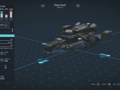 Starfield Razorleaf Ship Closeup In Spaceport