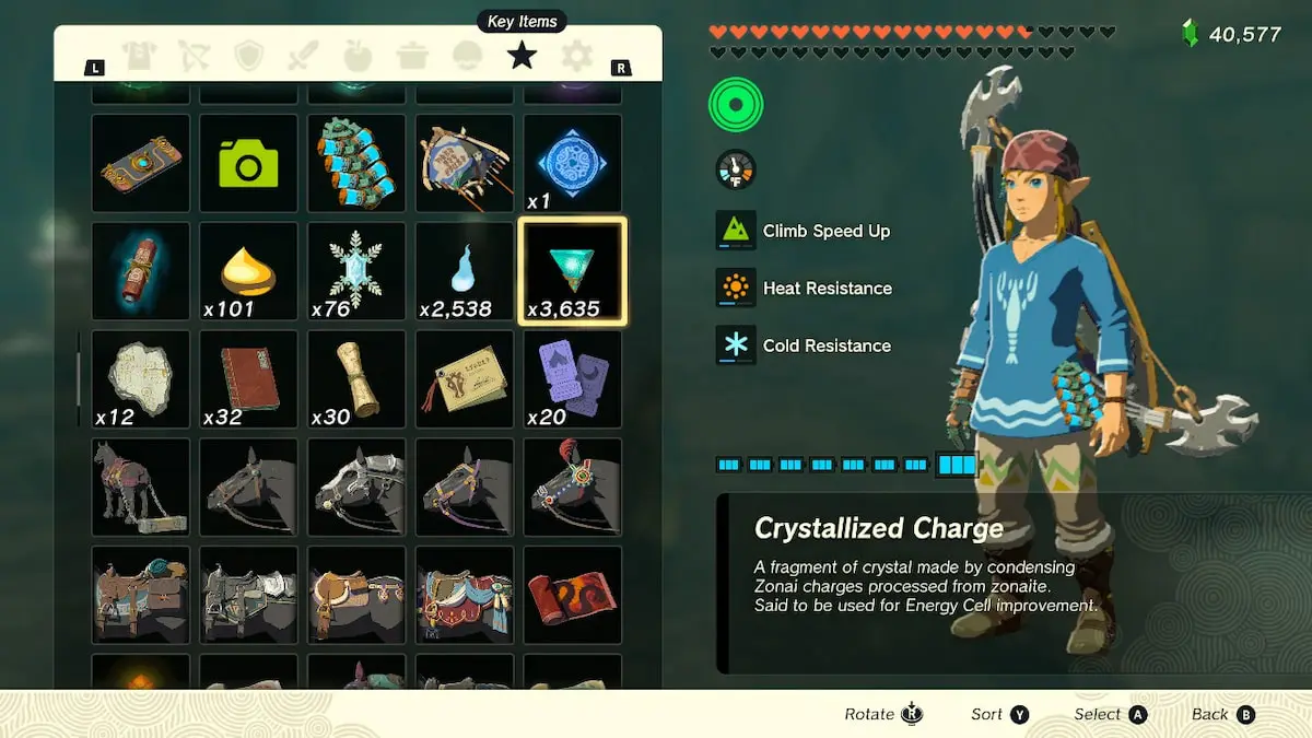 Tears Of The Kingdom Crystallized Charges Inventory Screen