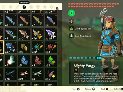Tears Of The Kingdom Fishing Might Porgy Inventory Screen