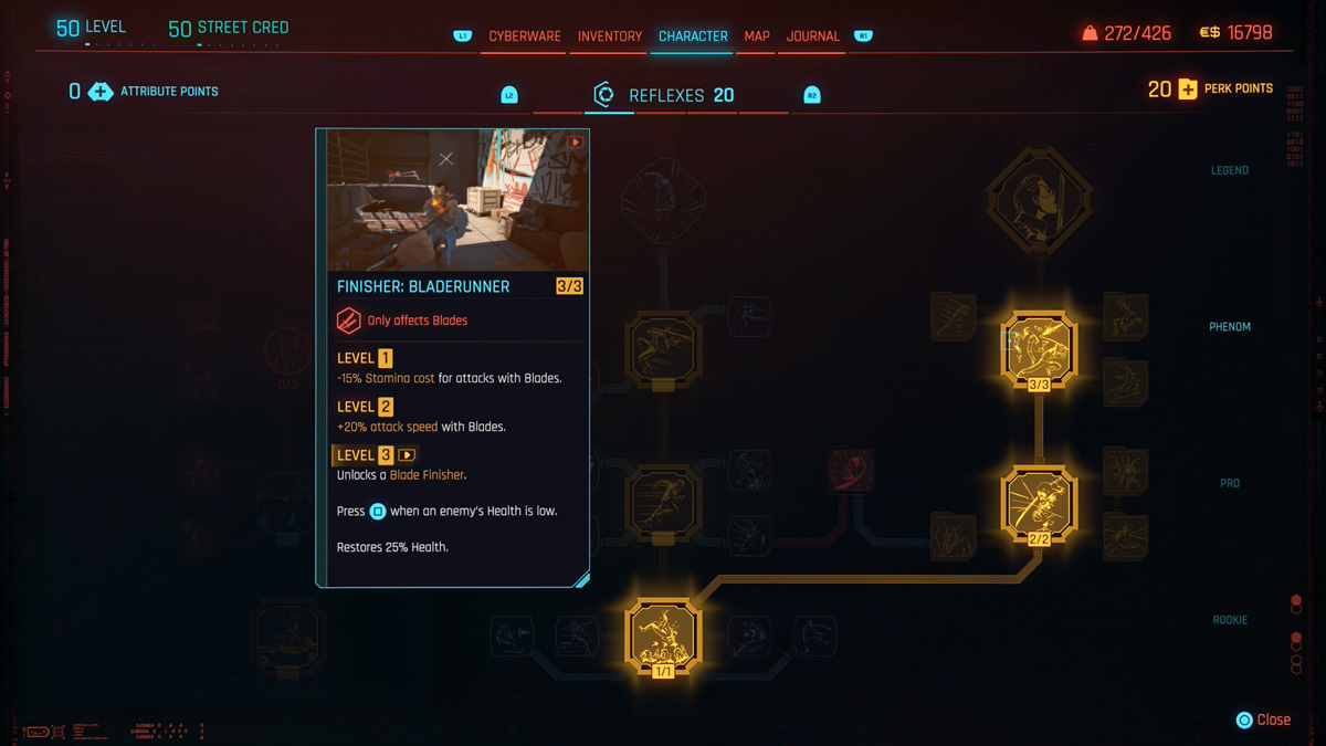 Cyberpunk 2077 Best perks for Blade weapons