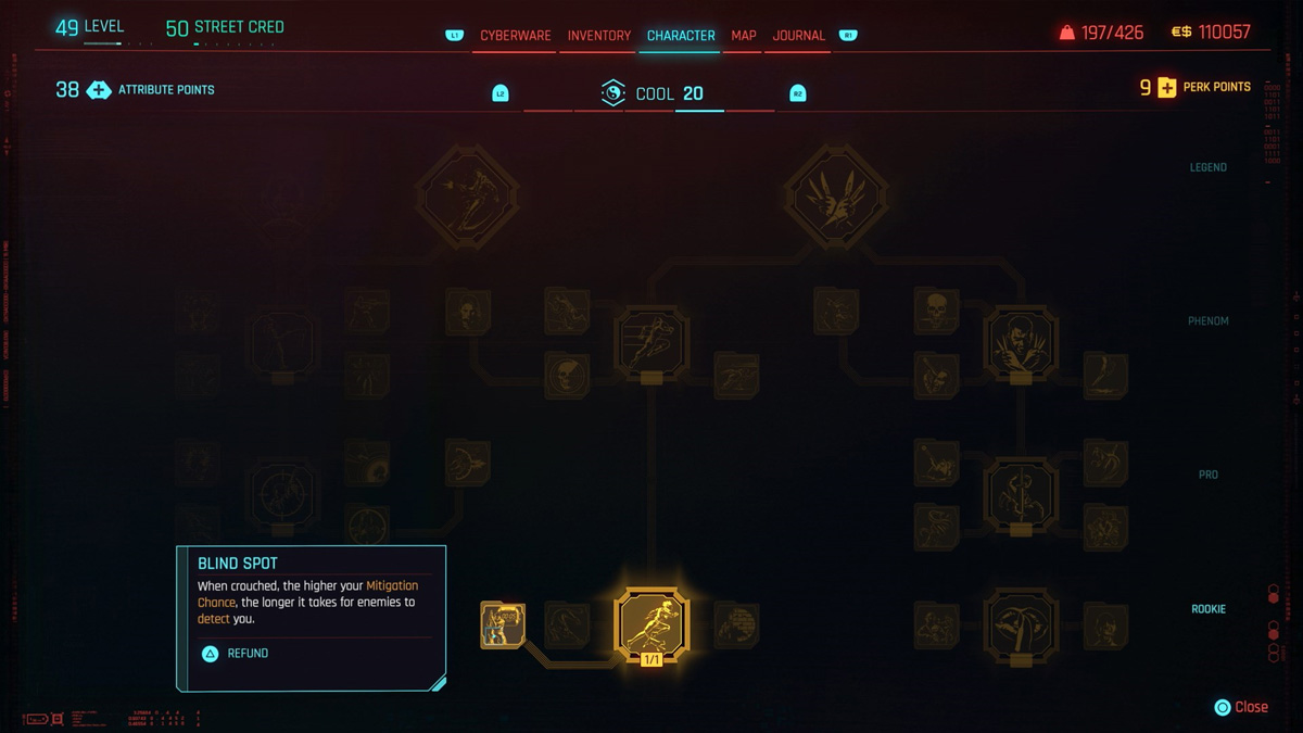 Cyberpunk 2077 Best perks for stealth