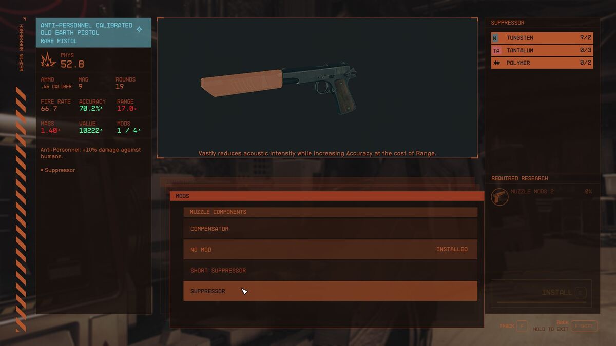 Starfield How To Equip Suppressor