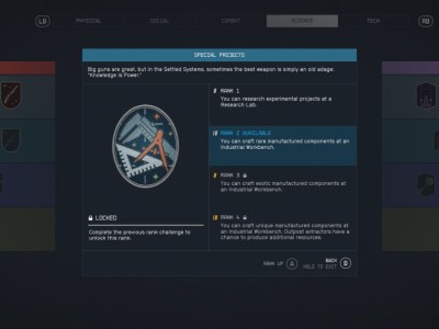 Starfield Special Projects Rank 2 Benefits