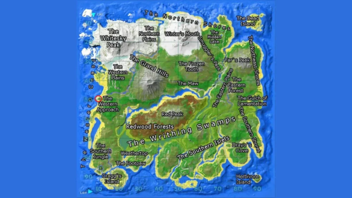 Ark Survival Ascended The Island Map The Western Approach Plateau Location