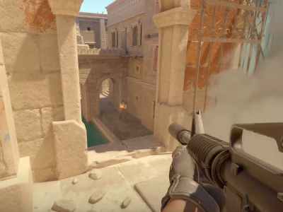 Counter Strike 2 Player Shooting At Another Player In Desert Type Town