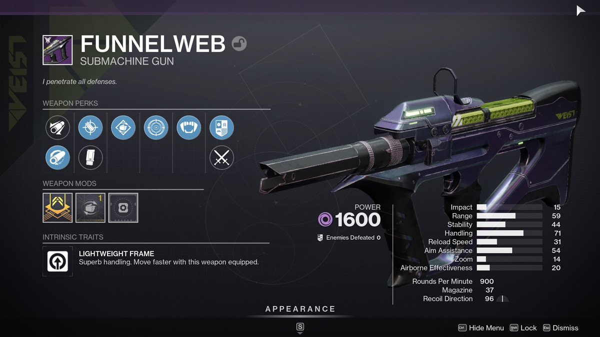 Destiny 2 Funnelweb best perks & location