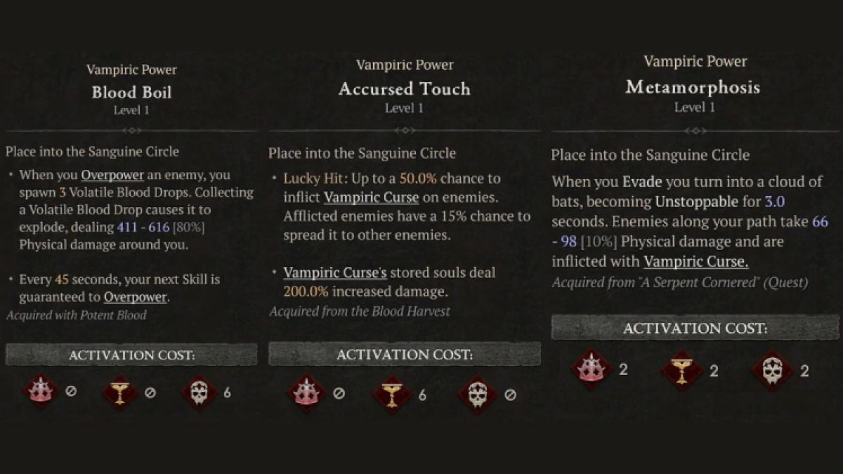 Diablo 4 Vampiric Powers Unlock