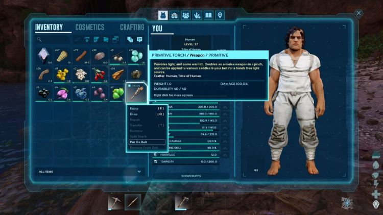 How to put a torch on your belt in Ark Survival Ascended
