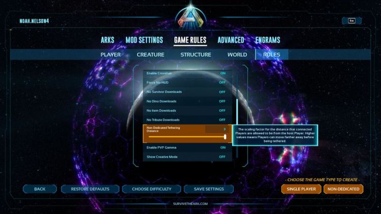How to remove player tethering in Ark Survival Ascended