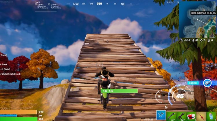 Спрыгнуть с рампы на грязном велосипеде в Fortnite