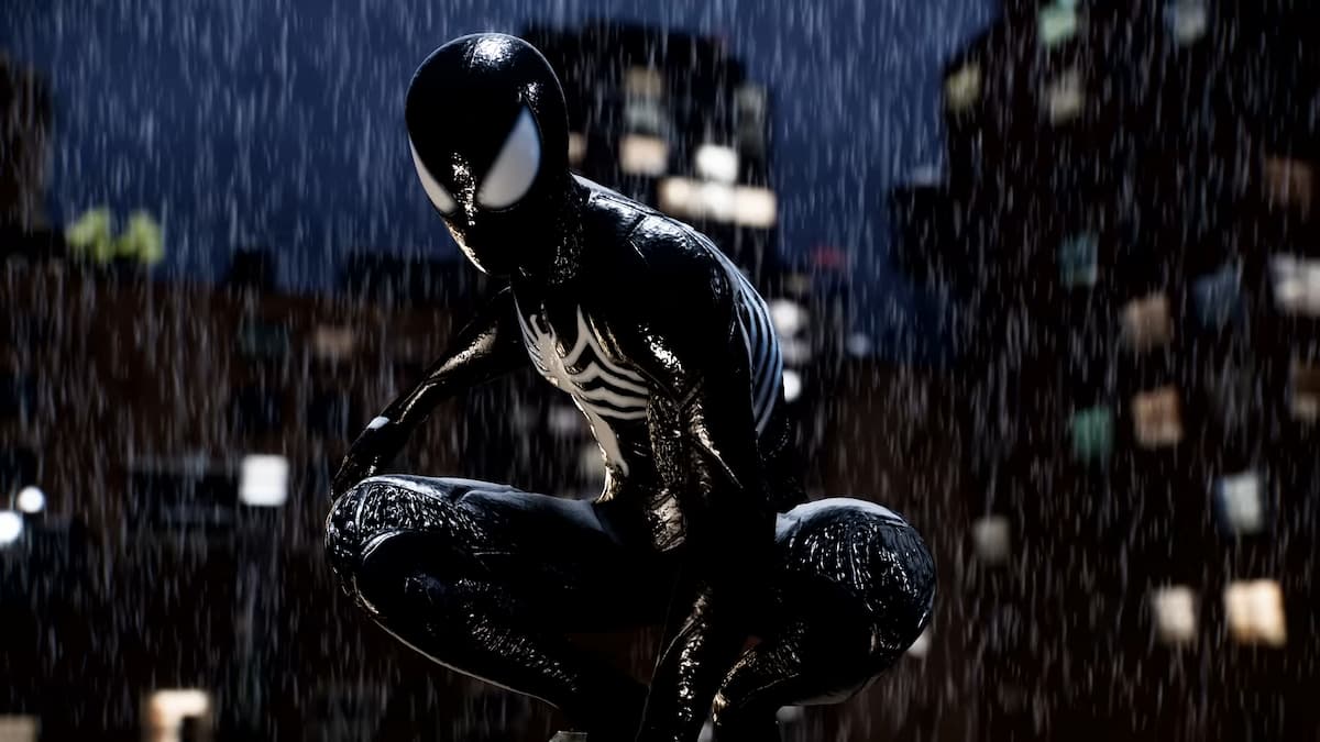 Marvels Spider Man 2 Black Symbiot Suit In Rain