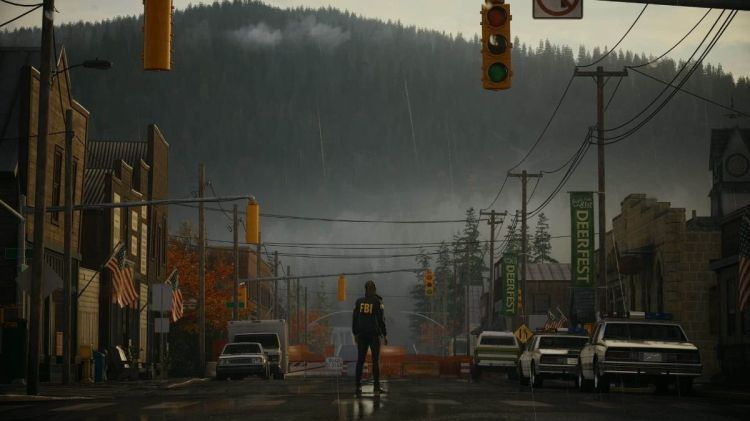 Saga Anderson From Alan Wake 2 Standing In The Middle Of A Street