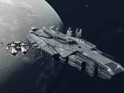 Starfield Ship In Space And Docking