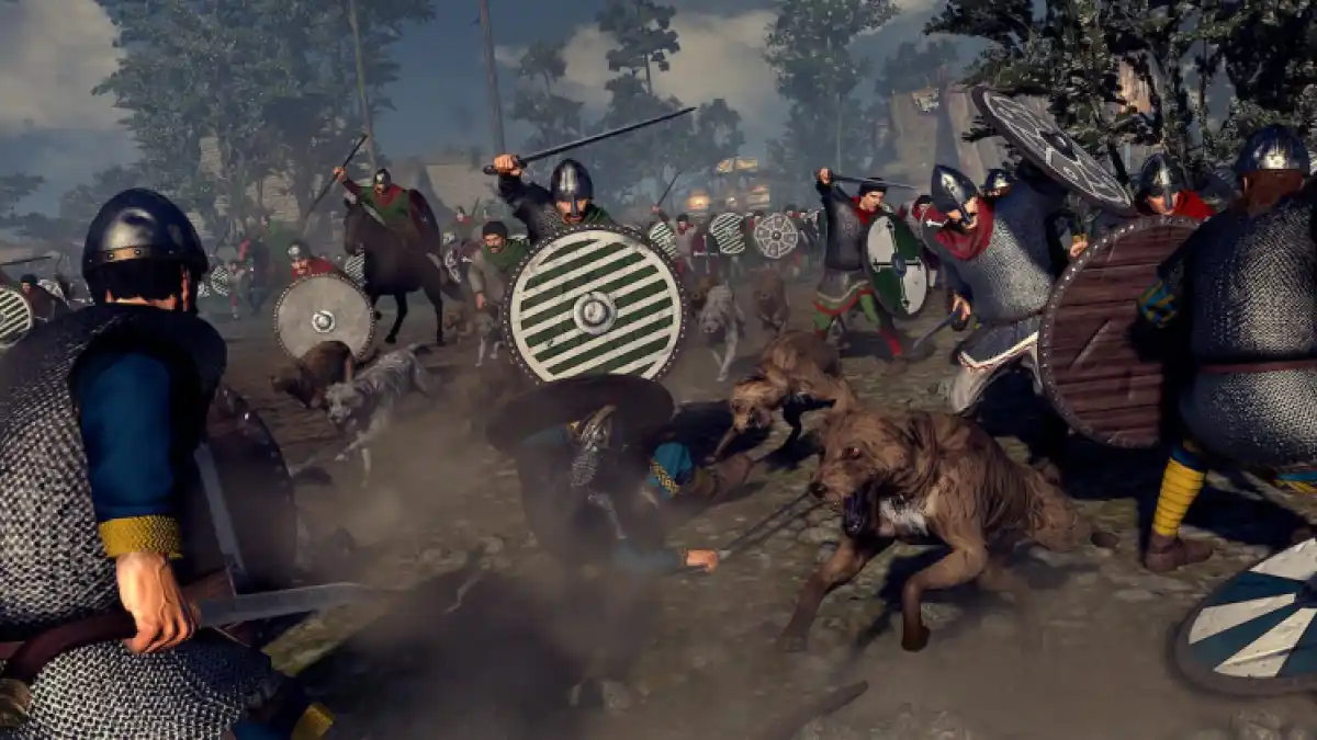 Total War Brittiana Soldiers In Combat With Wardogs