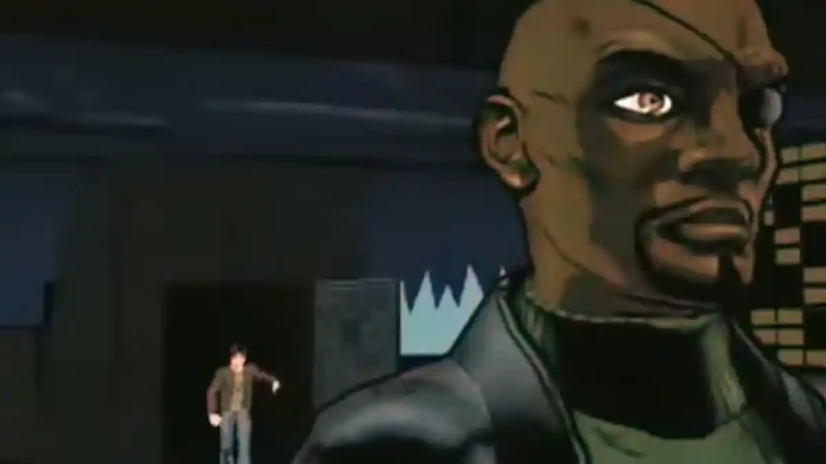 Ultimate Spider Man Nick Fury In Front Of Peter