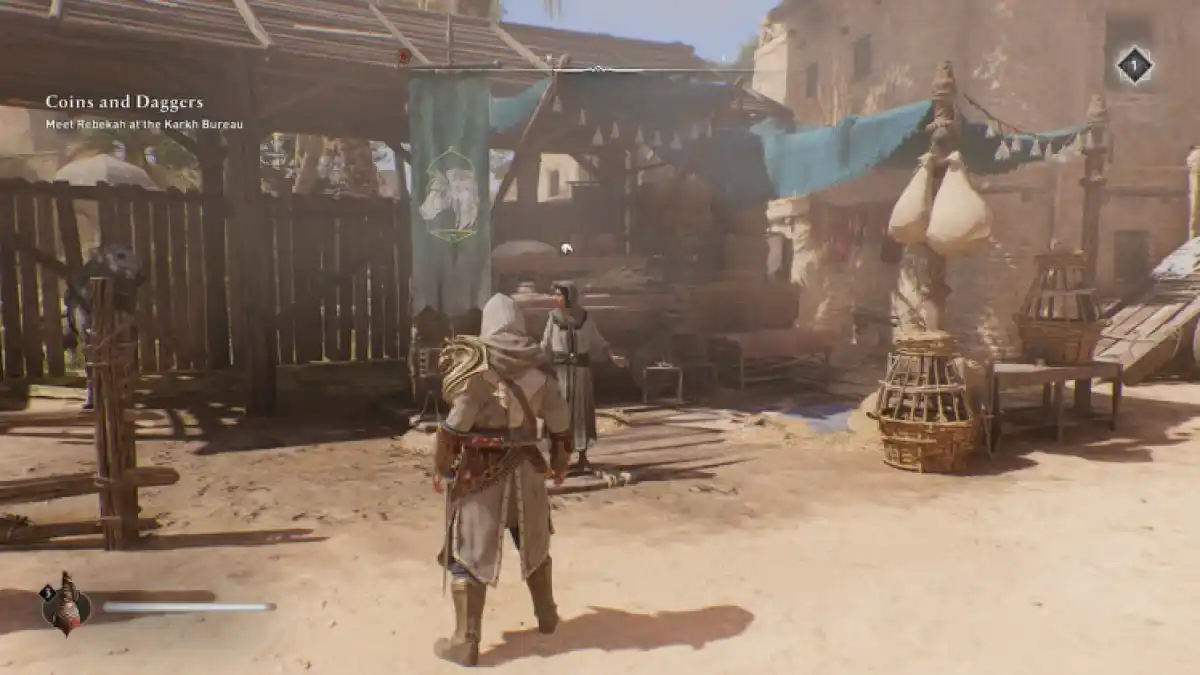 Assassins Creed Mirage взаимодействует с хозяином конюшни