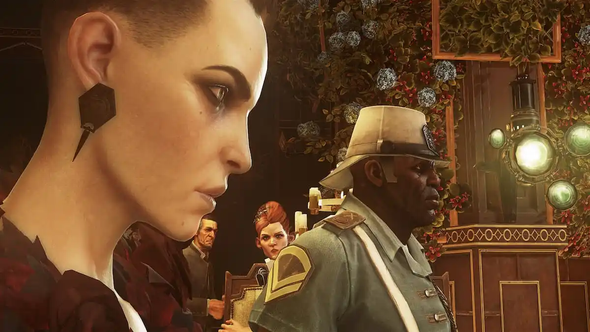 Dishonored 2 Lady Near Man With Uniform