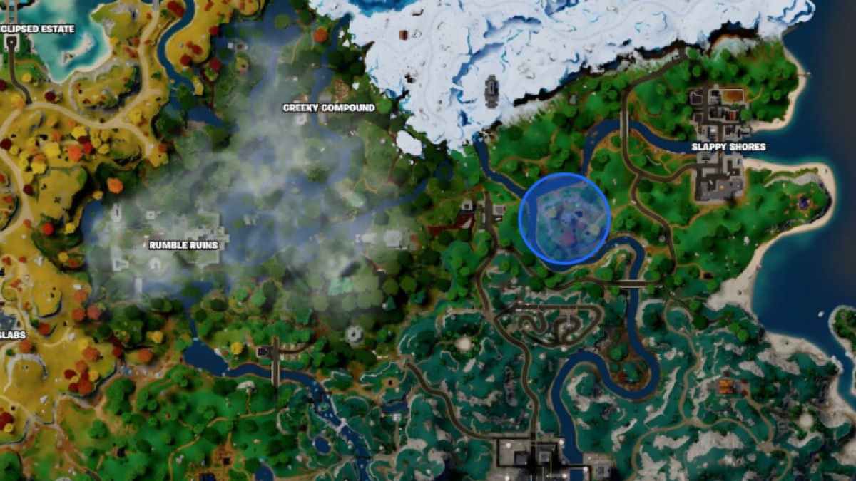 Fortnite Map Secluded Spire In Blue Circle