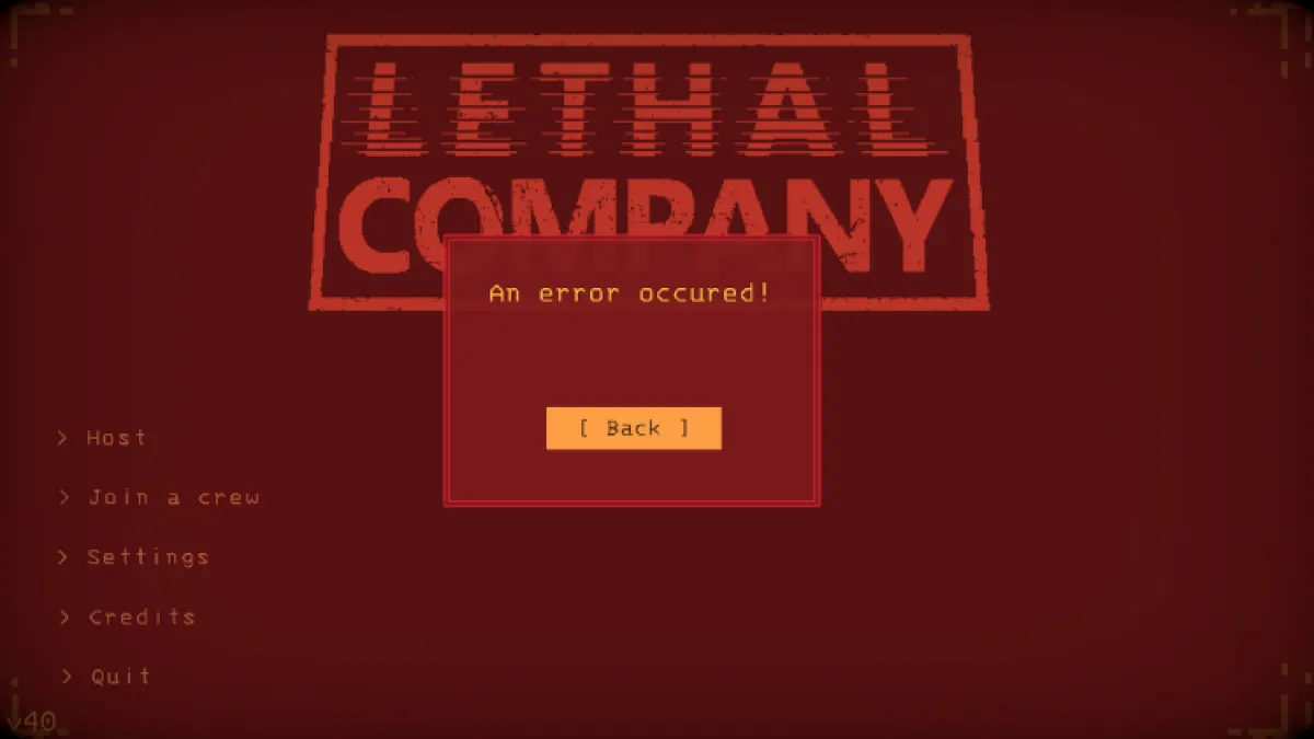 Lethal Company An Error Occurred