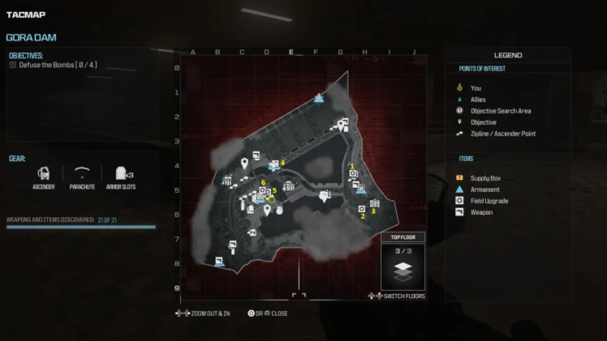Modern Warfare 3 Gora Dam Full Map Field Upgrade Locations
