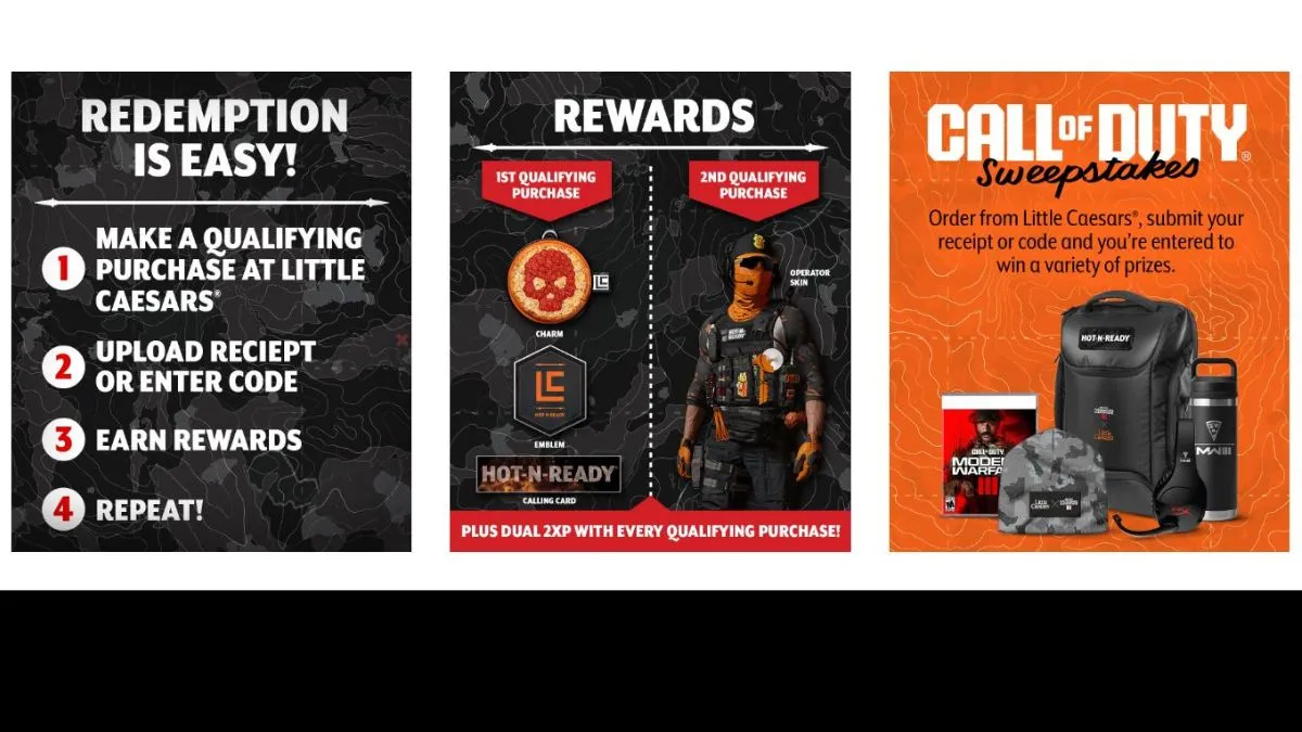 CharlieIntel on X: Call of Duty  description has revealed that  Little Caesars partnership is back for Modern Warfare III. Order from  Little Caesars in November to get Double XP and bonus