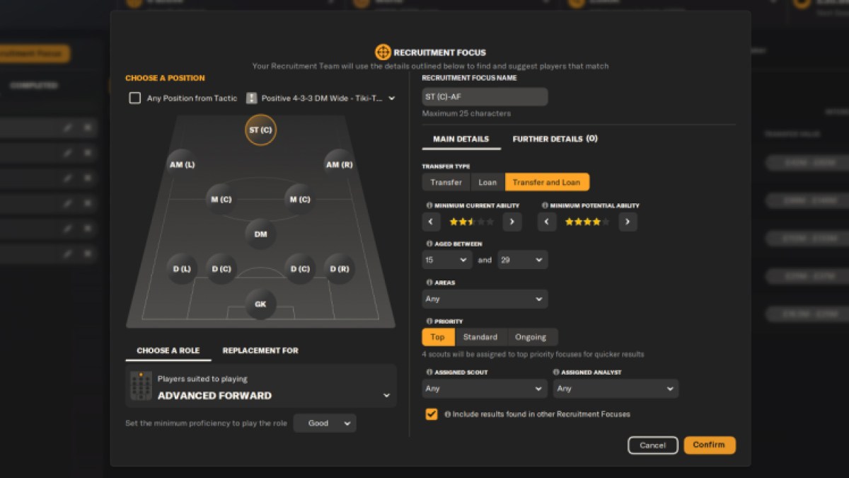 Football Manager 2024 Scout Focuses