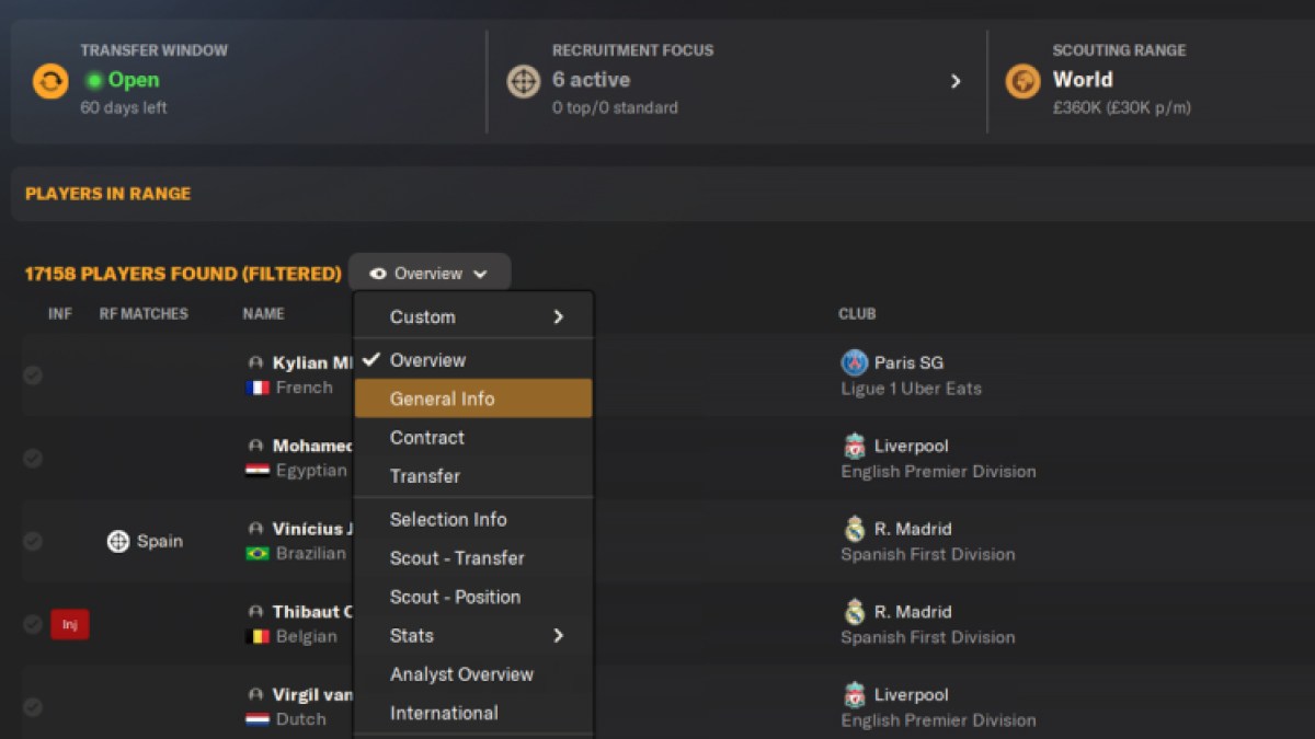 Football Manager 2024 Scout General Info