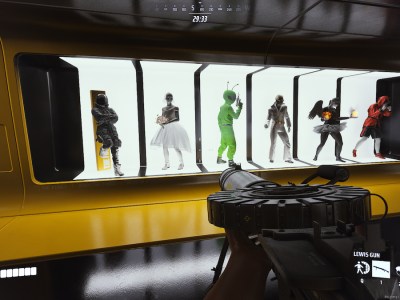 player looking at mannequins