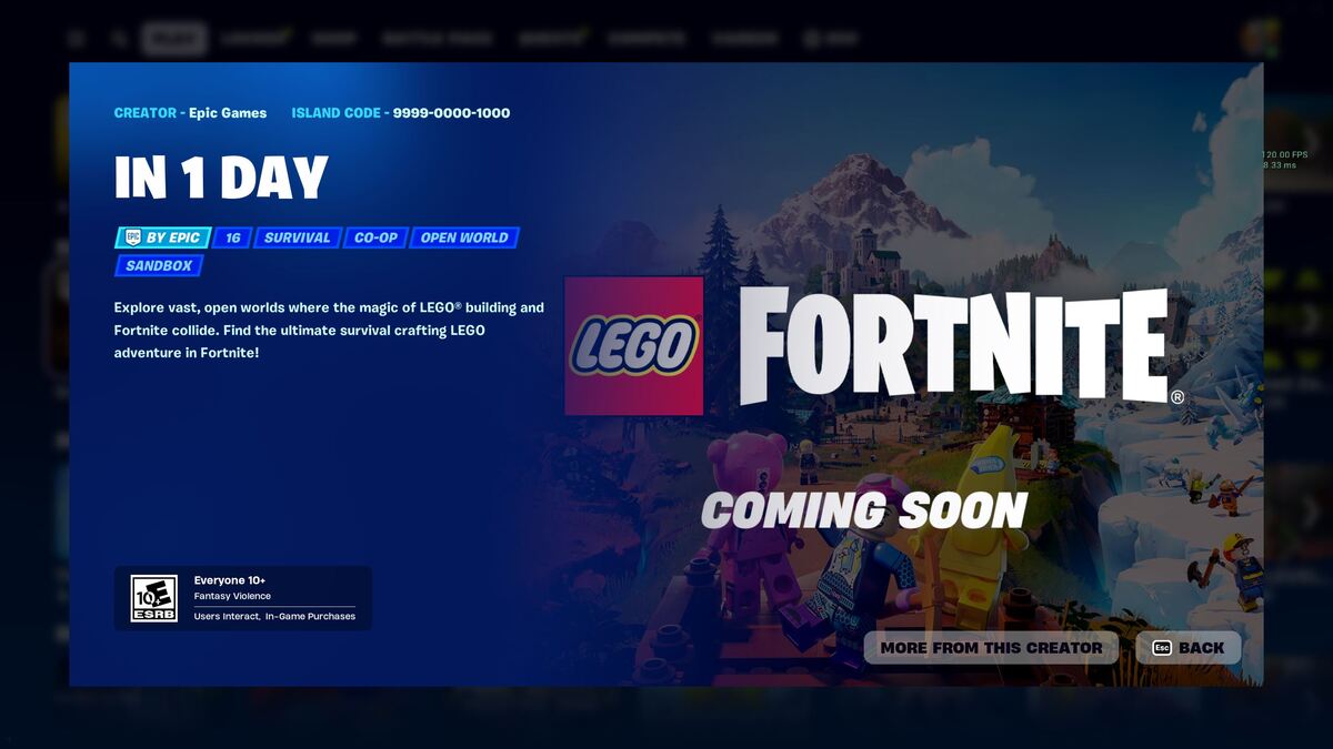 What time does LEGO Fortnite release?