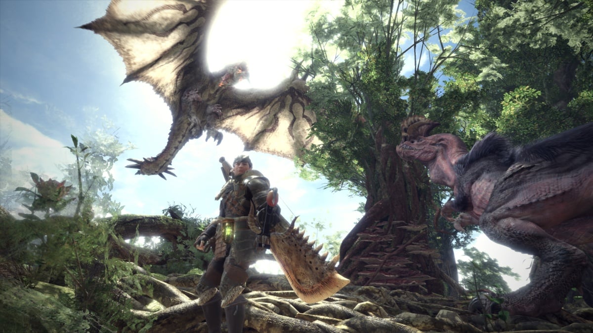 Monster Hunter World Great Forest Rathian Vs Anjanath