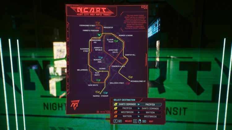 How To Use The Metro System In Cyberpunk 2077 Transit