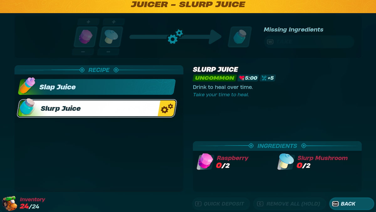How to make Slurp Juice in LEGO Fortnite
