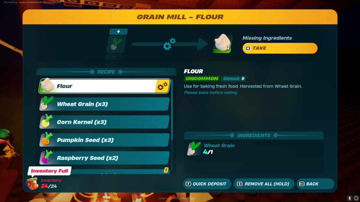 How to make Flour in LEGO Fortnite