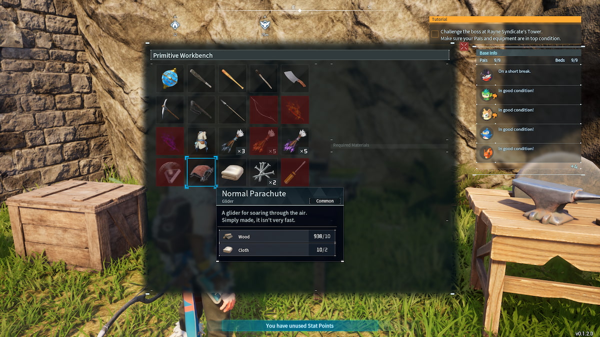 How to craft and upgrade a Glider in Palworld