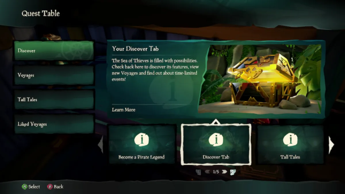 Discover Tab In Sea Of Thieves