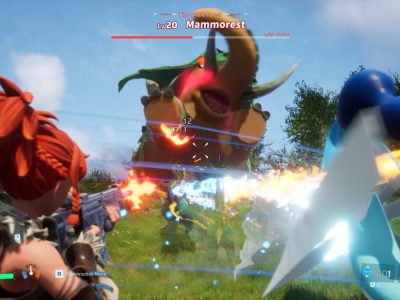 Battling a monster in Palworld