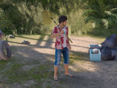 Like A Dragon Kasuga With Net On Dondoko Farm