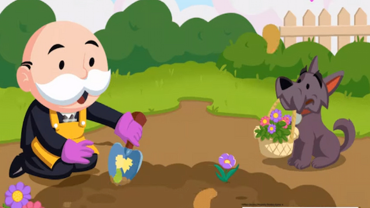 Monopoly Man And Dog Planting In Monopoly Go