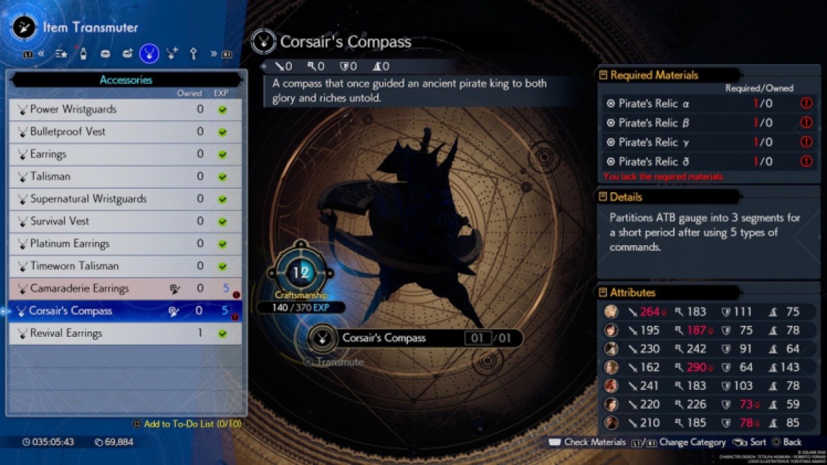 Final Fantasy 7 Rebirth Corsair's Compass