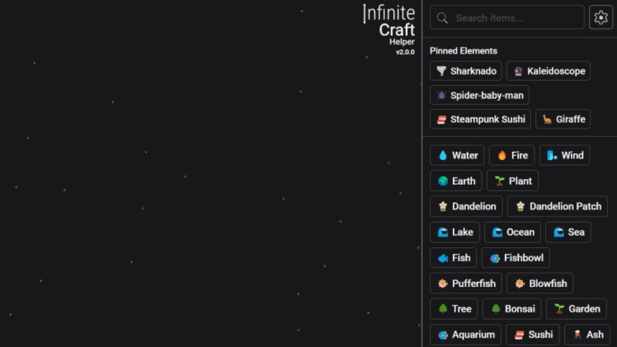 Как закрепить элементы в Infinite Craft