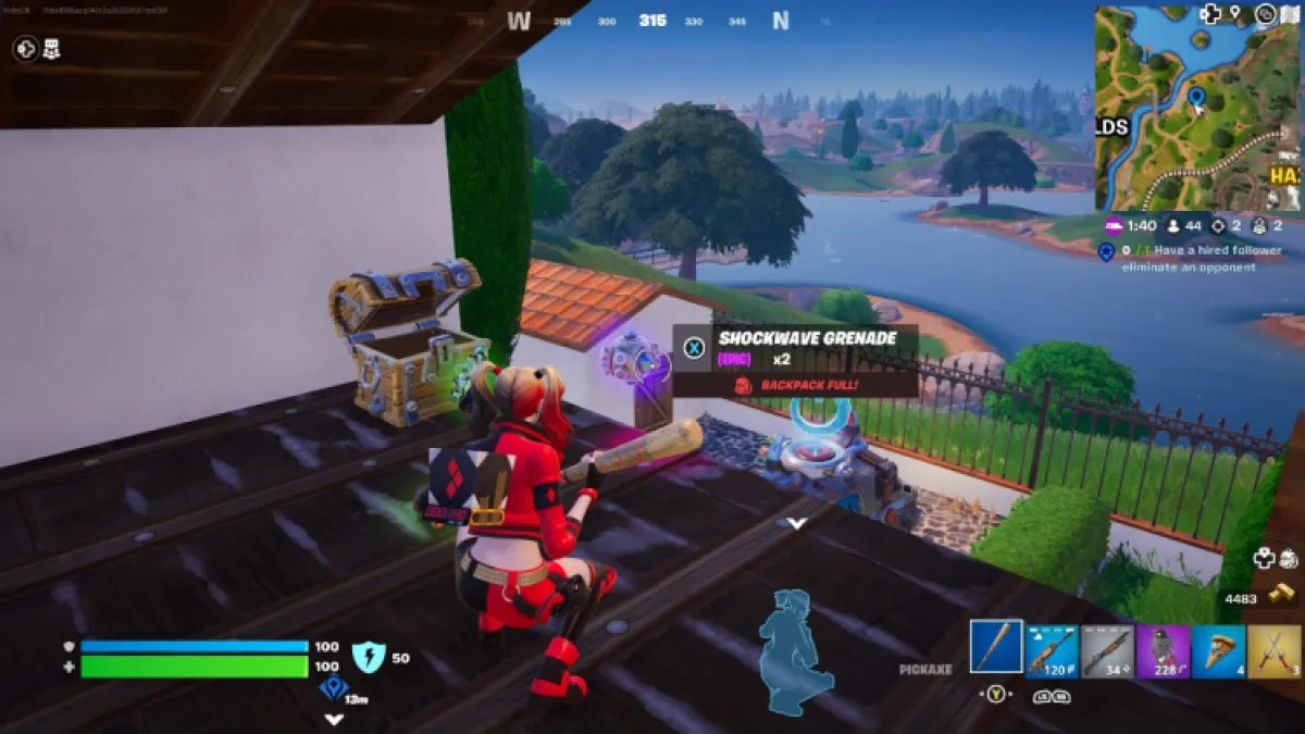 A player finding Shockwave Grenades in a chest in Fortnite Battle Royale