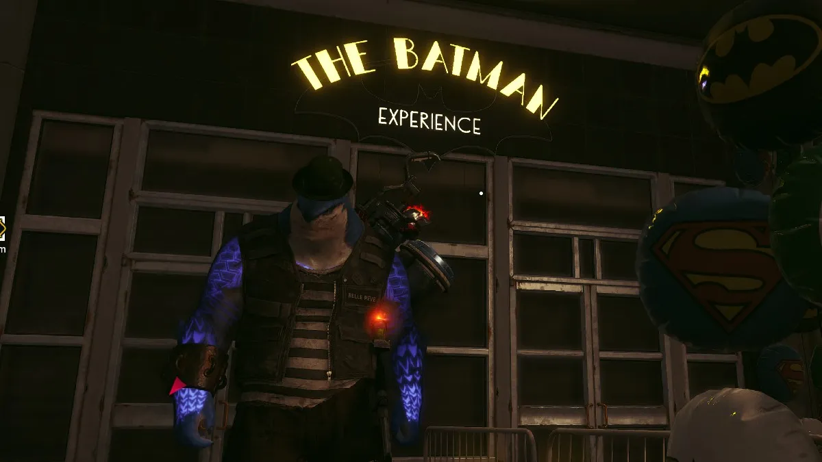 King Shark stood outside of The Batman Experience in Suicide Squad: Kill the Justice League
