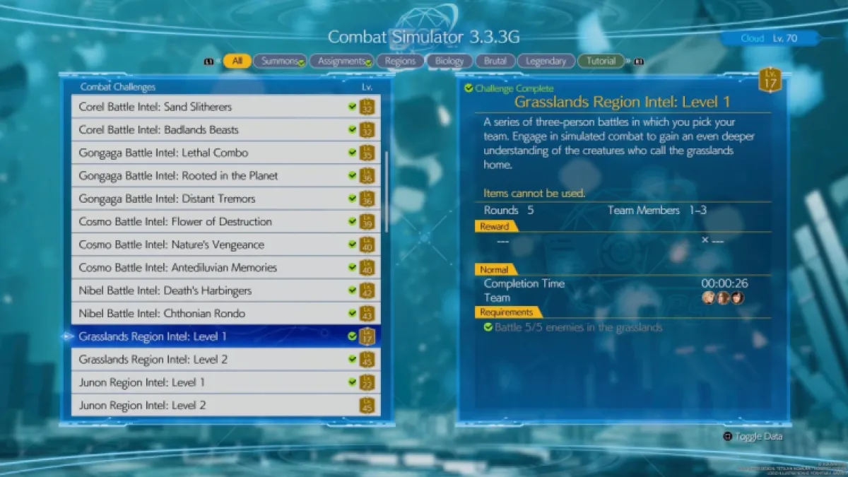 Final Fantasy 7 Rebirth Grasslands Region Intel